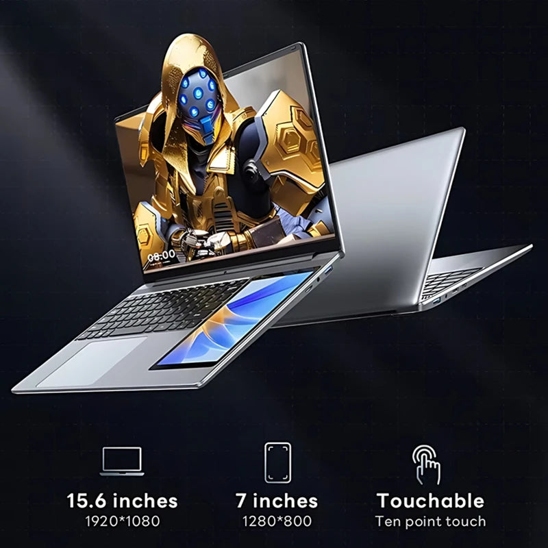 DS156 Brand New Business Gaming Laptop Ultra Thin 15.6 + 7 Inch Dual Screen Laptop 16GB RAM 128/256/512 GB SSD Notebook Computer