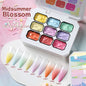 Blushimmer UR Sugar 9-color gradient gel for nail art, showing vibrant color blends and smooth application on nails.