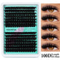 Blushimmer 14/30 rows DIY 5D fluffy eyelash clusters, 10-18mm thick individual lash extensions, close-up of eyelash bundle.