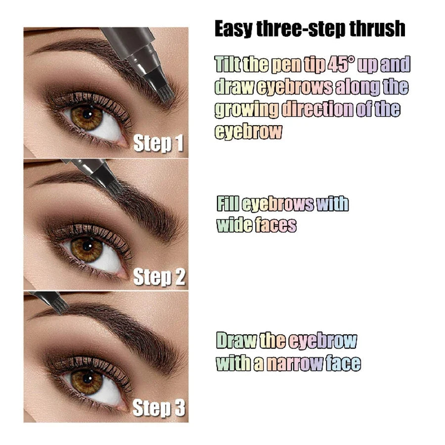 Blushimmer waterproof eyebrow pen with microblading-style split head for natural-looking brows, available in 5 shades.