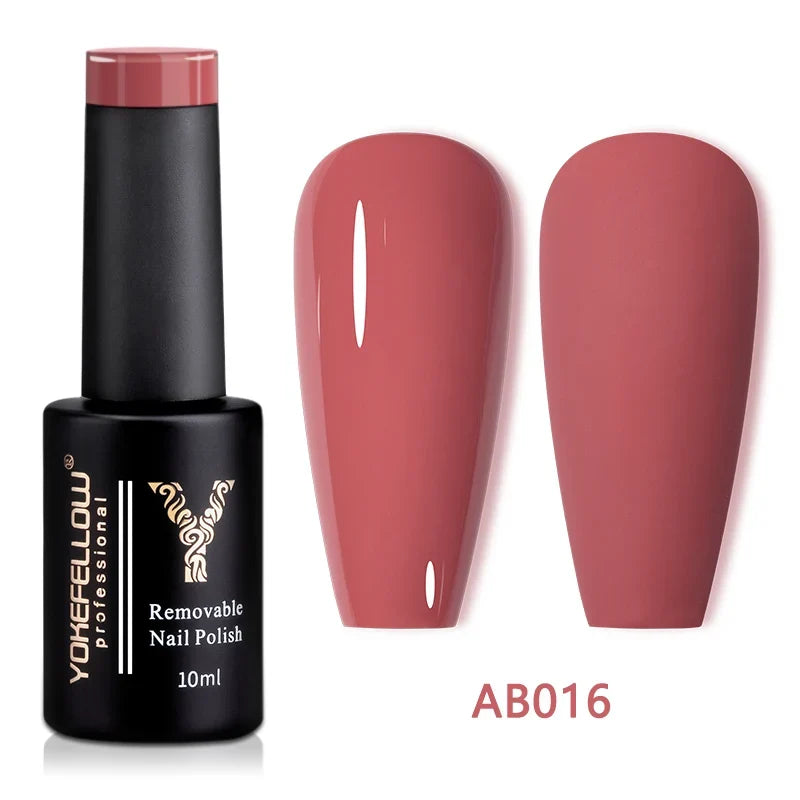 YOKEFELLOW 10ml nude pink gel nail polish from Blushimmer, translucent pink soak-off UV gel with long-lasting glossy finish.