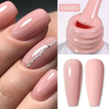 Blushimmer Born Pretty Jelly Nude Gel Nail Polish in light pink peach, translucent gel varnish for DIY nail art, 10ml bottle.