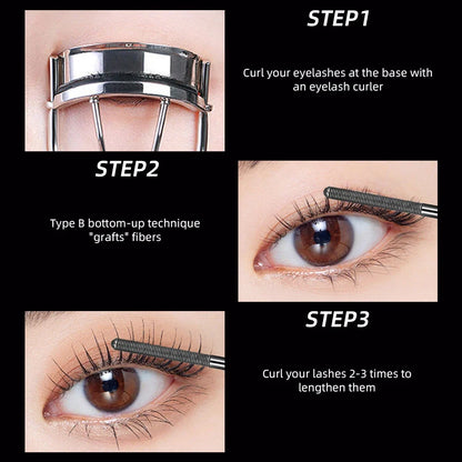 Blushimmer waterproof metal iron lashes mascara with silk fibers, black long curling eyelash extensions, non-clumping eye makeup