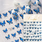 Blushimmer Jelly Butterfly 5D nail art sticker with rhinestones, shiny insect design, self-adhesive decoration for manicures.
