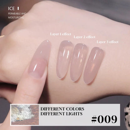 Blushimmer Mianel Japanese style fairy gel nail polish in white, pink, nude, and clear shades for summer nails, 12ml bottle.