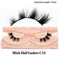 Blushimmer 3D Mink Fluffy Half False Eyelashes showing natural, soft, lightweight lash extension with clear band, reusable short eye strip