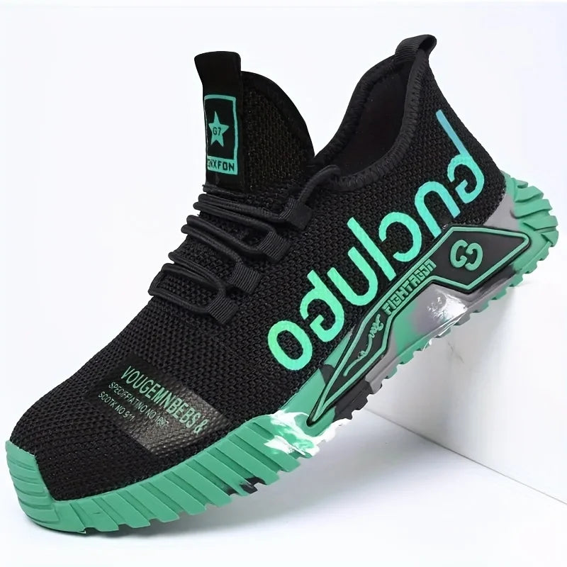 Steel Toe Anti-Puncture Men's Safety Shoes Reinforced Sole Slip Resistant Shoes Man Lightweight Breathable Men's Work Shoes