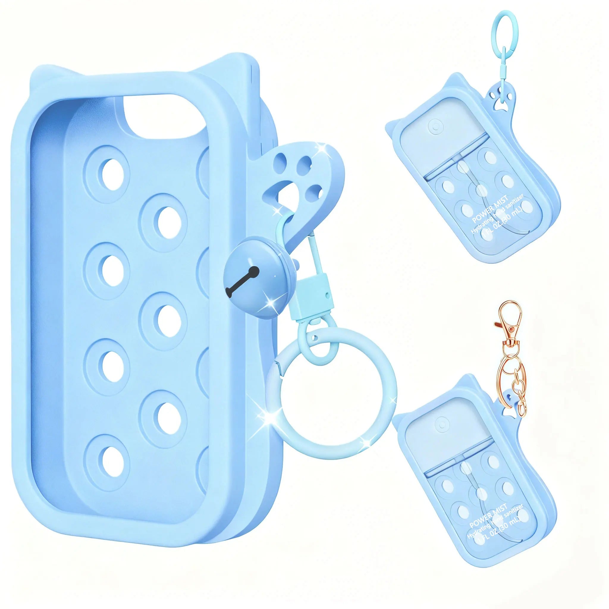 Hand Sanitizer Mist Case 1FL. OZ., Protective and Stylish Hand Sanitizer Spray Accessory, Silicone Case with Keyring，Portable