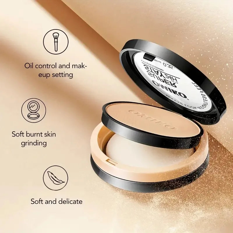 Blushimmer pressed waterproof powder compact with full coverage, available in three shades for long-lasting face setting makeup.