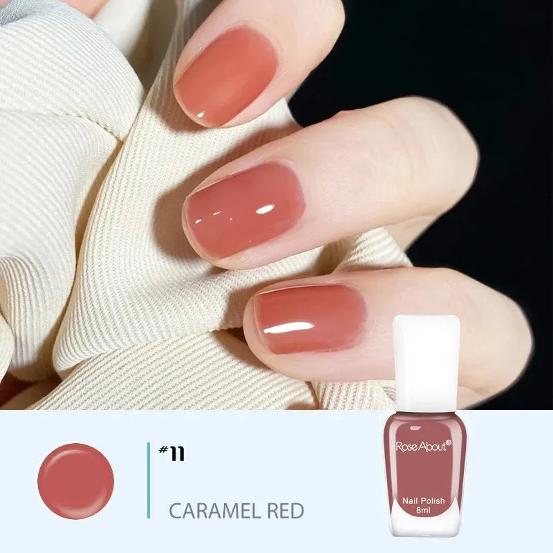Blushimmer no-bake water-based nail polish in 40 colors with glitter sequins, long-lasting, quick-drying nude nail polish.