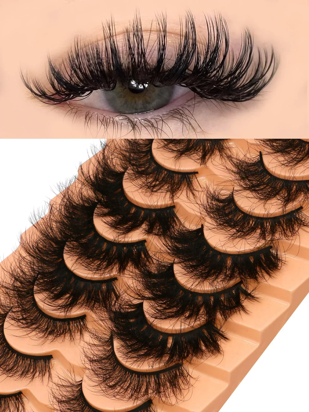 Blushimmer 3D Mink Cat Eyelashes with a fluffy, natural look, lightweight, reusable false lashes for daily, party, or wedding makeup.