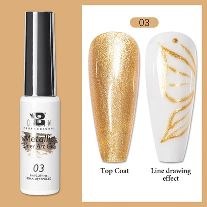 Blushimmer 5ML metallic gel polish in gold and silver with chrome mirror finish, ideal for French and semi-permanent nail designs