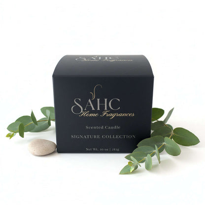 Luxury fragrance candle in a black box labeled Midnight Gin by BACKUPMYFILESNOW® with elegant packaging.