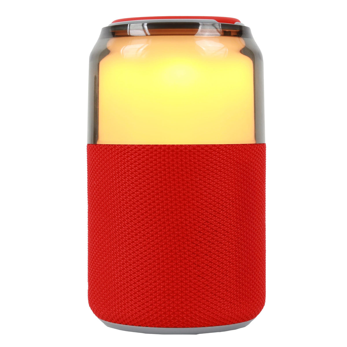 SuperSonic SobaBoom multicolor glowing speaker with red LED lights, portable home stereo system with vibrant lighting effects.