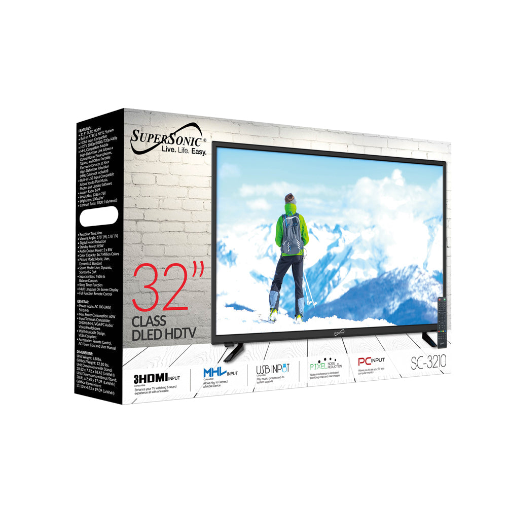 32" Supersonic 1080p Widescreen LED HDTV with USB, SD Card Reader and HDMI (SC-3210)