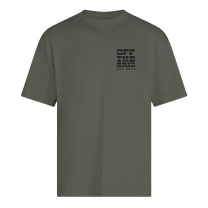 Off The Grid Surplus Silo Tee T-shirt with front graphic design, soft fabric, and classic fit for casual wear.