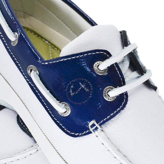 Seajure women's boat shoe Ffryes in tan leather with white laces and rubber sole, casual footwear for women.