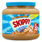 Creamy SKIPPY peanut butter in an 80 oz plastic jar, showing the label with 7g protein per serving and shelf-stable design.