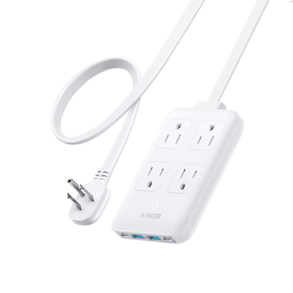 Anker 8-in-1 charging station in white with multiple ports, including 20W fast charging for smartphones and devices.