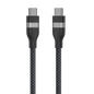 Anker USB-C to USB-C cable in black, 3 ft length, upcycled-braided design, supports 240W charging, shown coiled and connected.