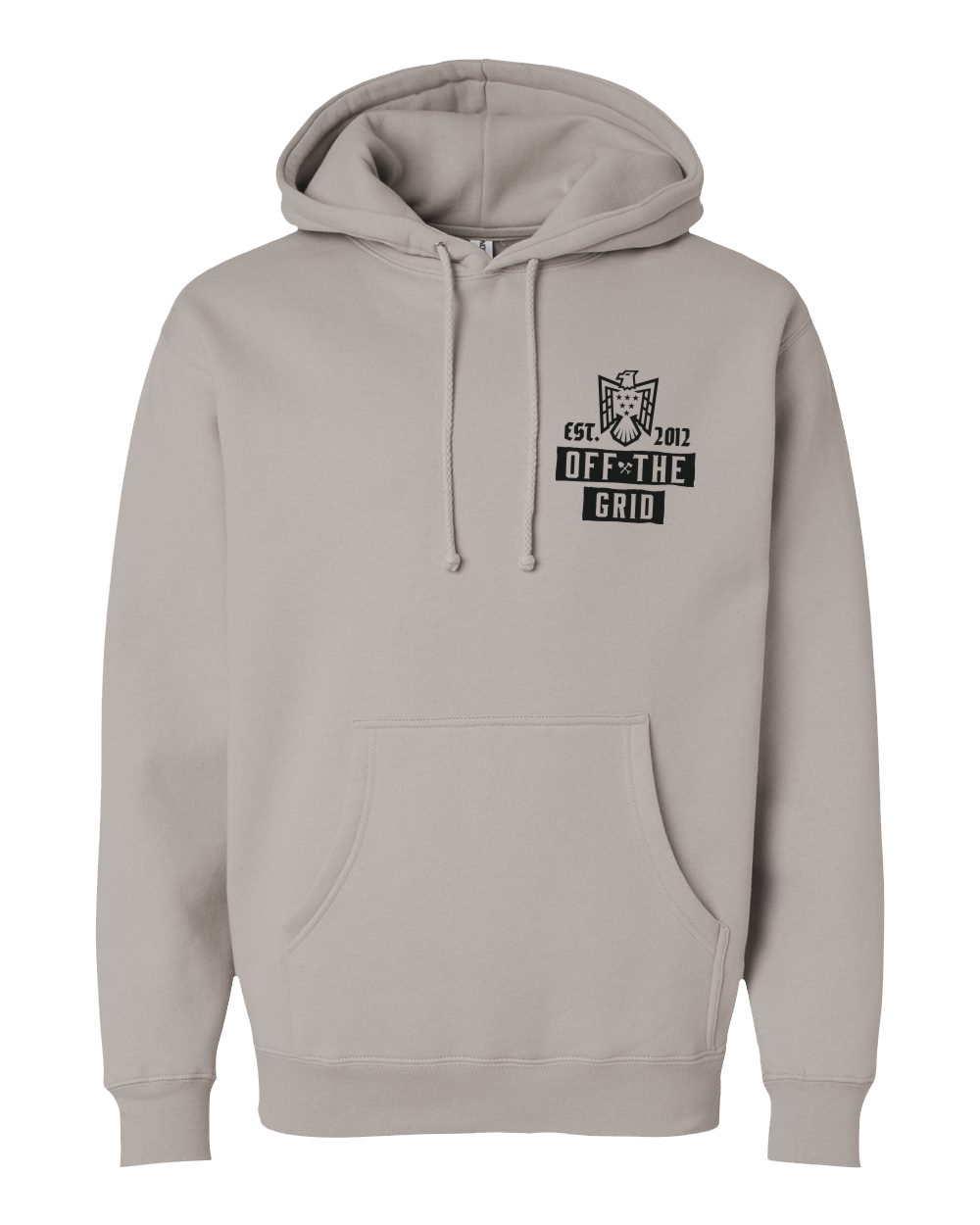 Fleece hoodie featuring a soaring eagle graphic on the front, in a design by Off The Grid Surplus.