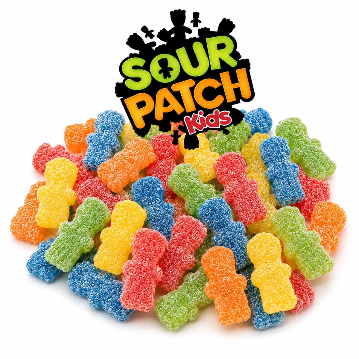 Soft and chewy Sour Patch Kids candy in original flavor, shown in a bulk value bag by Candy In Bulk.