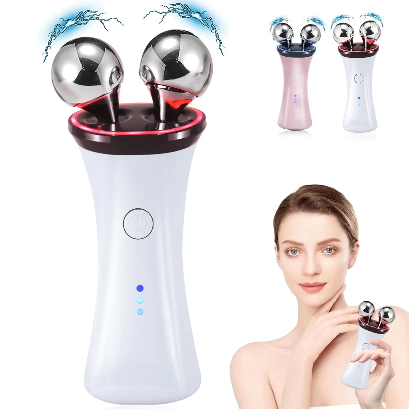 Microcurrent Facial Device Face Massager Electric Face Lifting Microcurrent Facial Device for Face and Neck Best Present for Mother and Companion Handheld Skin Care Face Toning Device(White2).