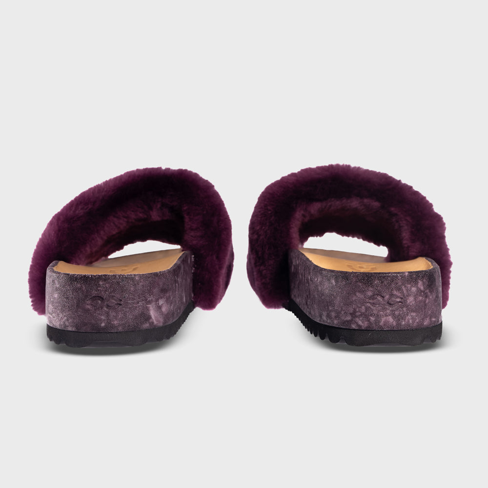 Fleks San Ysidro Slide in Fig color, featuring a casual slide sandal with adjustable straps and cushioned footbed.