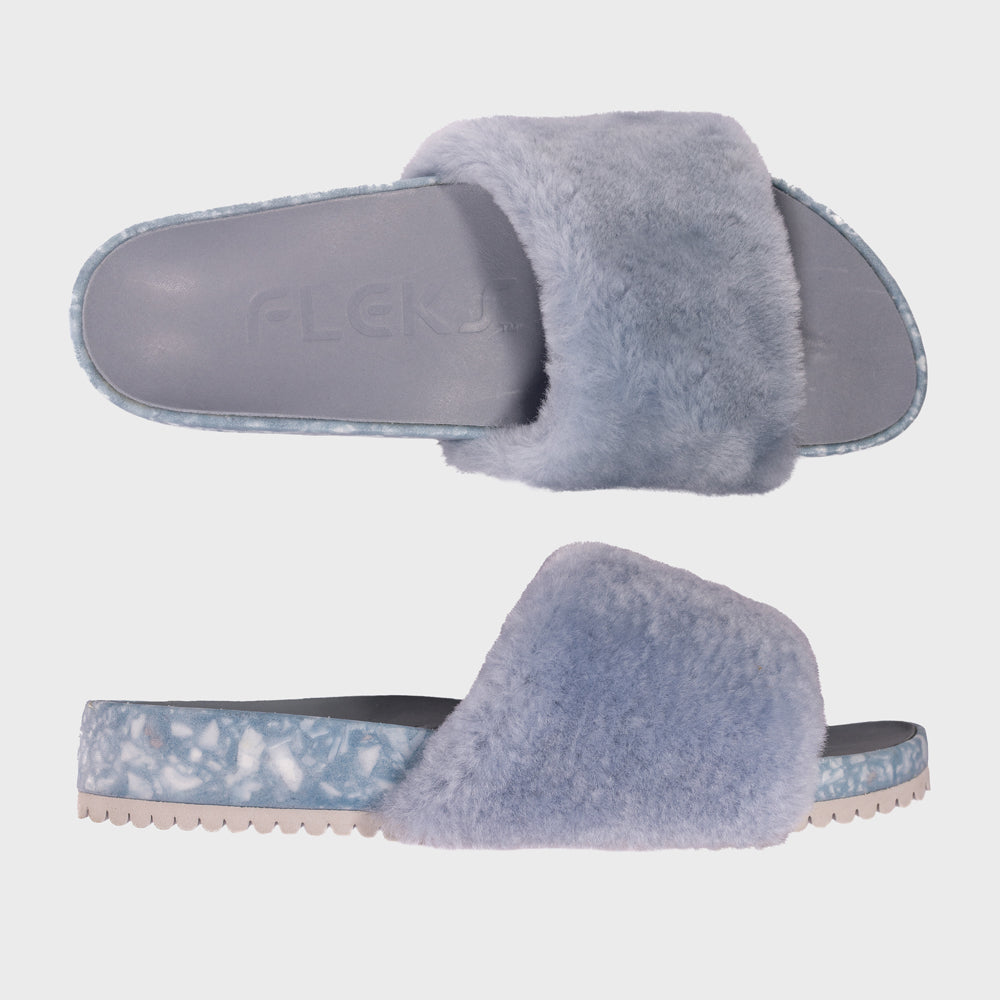 Fleks San Ysidro Slide in fog color, featuring comfortable slide sandals with a sleek design and cushioned footbed.