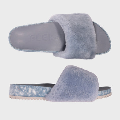 Fleks San Ysidro Slide in fog color, featuring comfortable slide sandals with a sleek design and cushioned footbed.