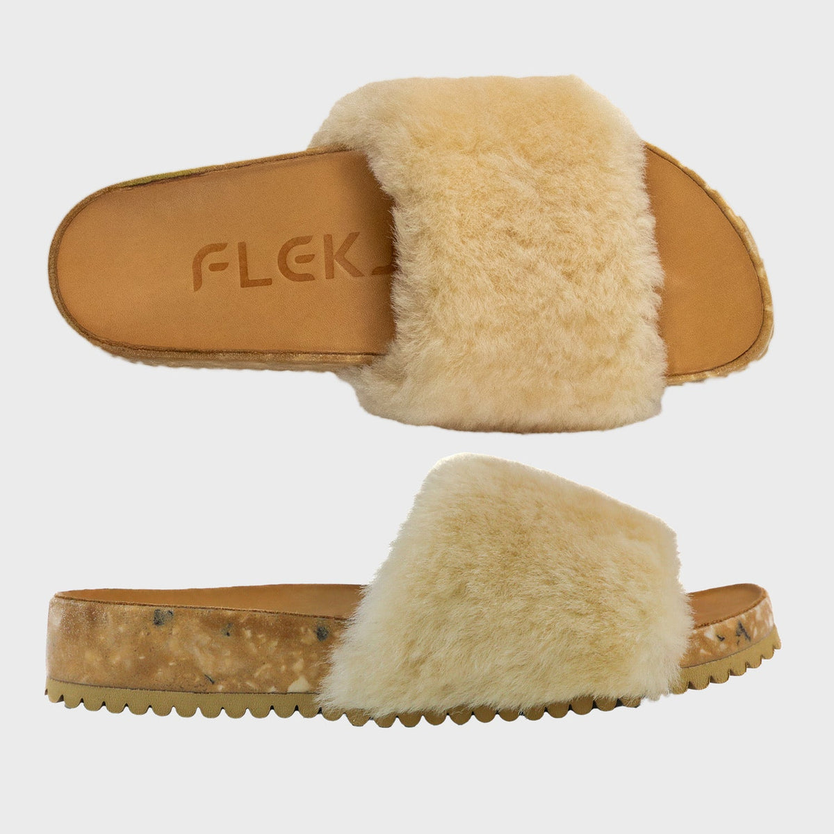Fleks San Ysidro Slide in Morning Coffee color, showcasing casual slip-on footwear with cushioned footbed and stylish design.