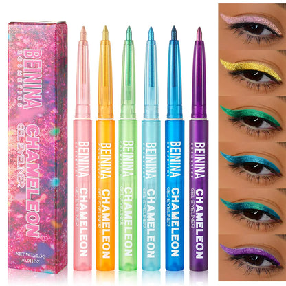 Shiny Chameleon Metallic Blue Eyeliner Gel Pen Eyeshadow Multicolor Eye Liner Pearlescent Polarized Glitter Eyes Pigment Makeup