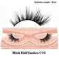 Blushimmer 3D Mink Fluffy Half False Eyelashes with clear band, lightweight, natural, reusable short eye strip lash extension.