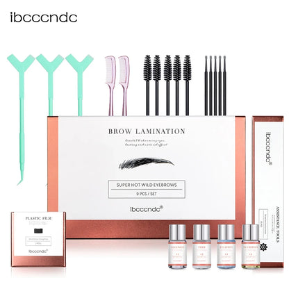 Blushimmer brow lamination kit with keratin perming lotion, cling film, and tools for brow lifting and shaping at home