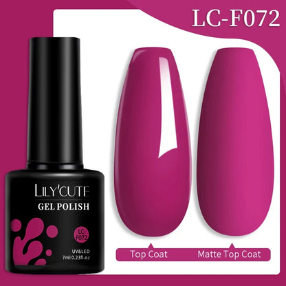 LILYCUTE 7ML colorful gel nail polish by Blushimmer, showcasing vibrant shades for long-lasting manicure nail art and UV gel varnish