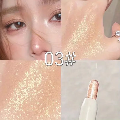 Blushimmer Hisyi 2-in-1 lying silkworm eyeliner and highlighter pen, showing the dual-tip design and sleek packaging.