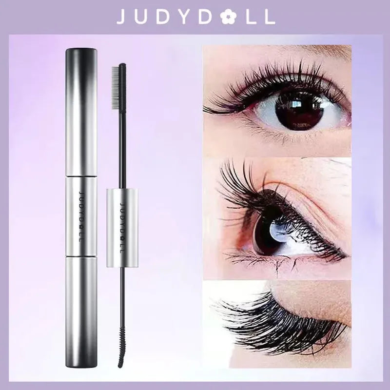 Judydoll waterproof dual-ended mascara by Blushimmer with fiber brush, volumizes, curls, lengthens, and is smudge-proof.