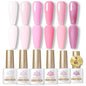 BORN PRETTY Blushimmer 6-piece crystal amber gel nail polish set featuring jelly pink and nude shades for semi-permanent UV LED manicure.