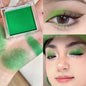 Matte green Blushimmer Christmas eyeshadow tray with long-lasting formula, suitable as blush for all skin tones.