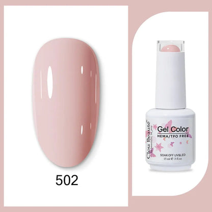 Blushimmer Clou Beaute 15ml semi-permanent gel nail polish with red, black, white, green neon colors and velvet top coat.