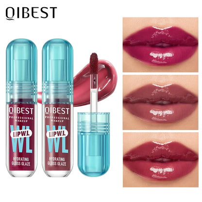 Blushimmer QIBEST hydrating crystal lip gloss with mirror water glaze finish, long-lasting moisturizing lip tint, easy to fade.