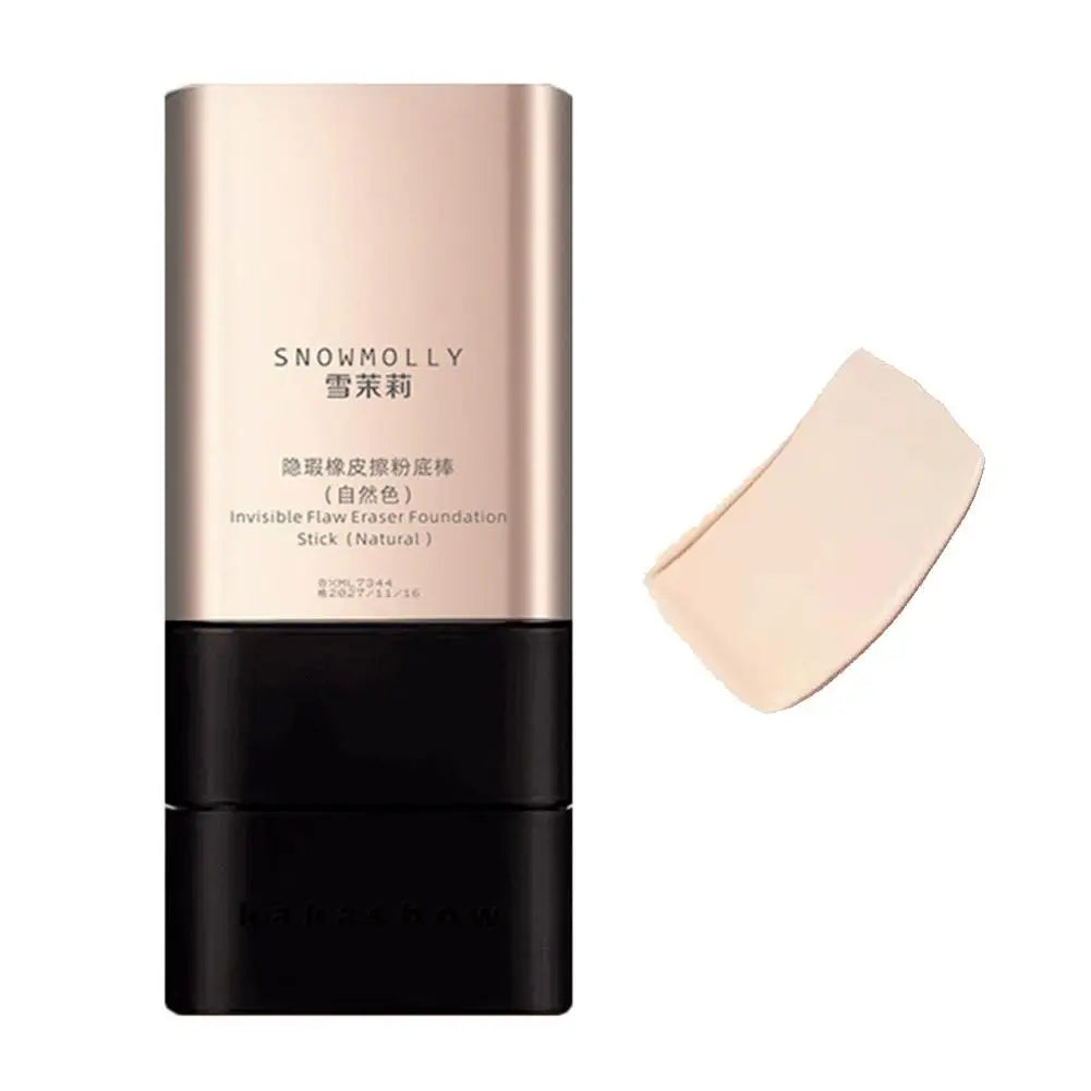 Blushimmer 2-in-1 foundation stick with full coverage, hydrating finish, lightweight design, perfect for natural radiant makeup.