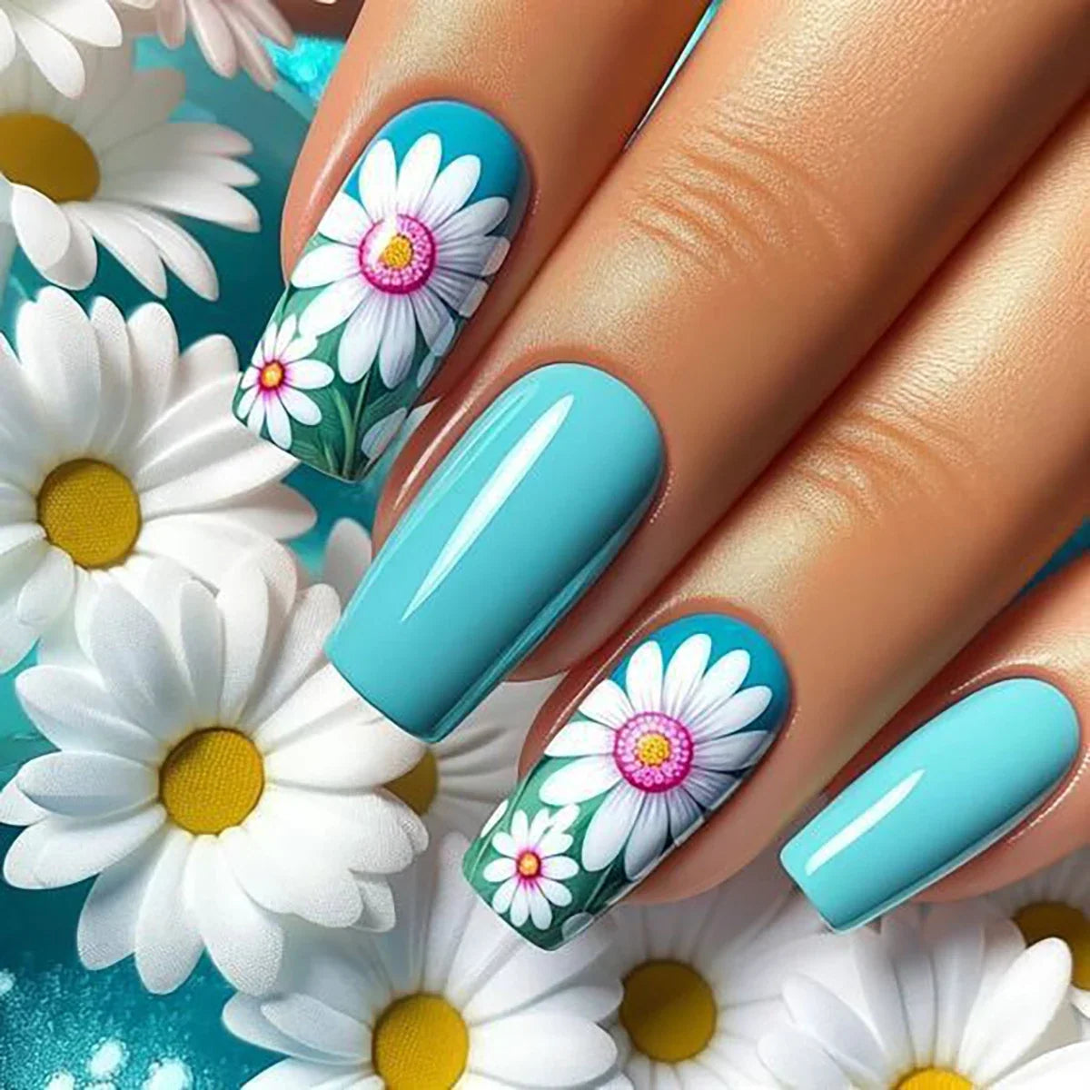 Set of 24 Blushimmer short square fake nails with halo dyed gradient hearts and colorful French design, European and American style.