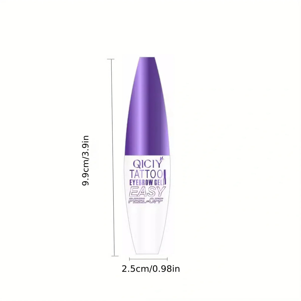 Waterproof peel off eyebrow tattoo tint by Blushimmer, showing the cream gel product in a sleek container with application brush.