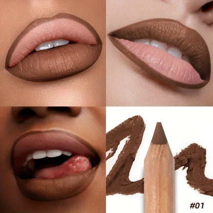 Blushimmer Pudaier Lip Contour 2.0 matte lip liner with sharpener, showcasing the sleek pencil and smooth application on lips.