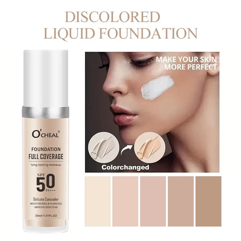 Blushimmer color changing liquid foundation and waterproof concealer with full coverage and moisturizing, oil-control makeup.