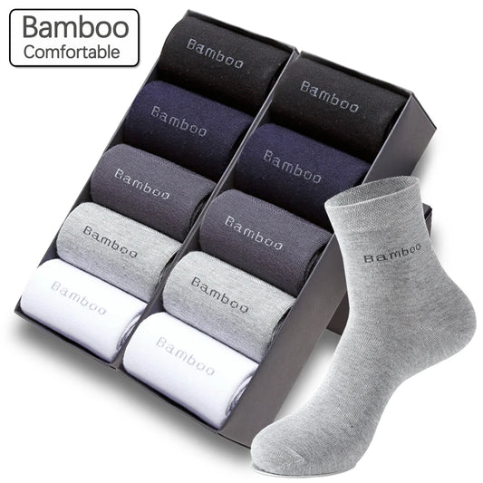 10 pairs of men's bamboo fiber crew socks, breathable, anti-bacterial, casual business style, high quality from haiyyyk Official Store
