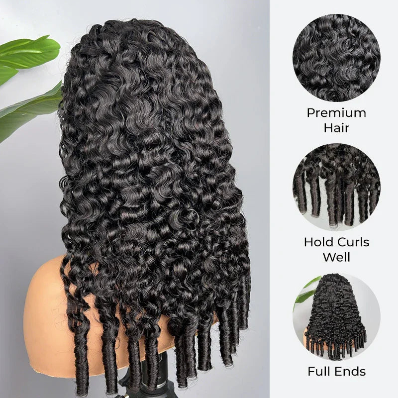 Burmese curly human hair wig by Selvanelle, 3-in-1 half wig with 300 density, 4C afro kinky curls, 100% human hair.
