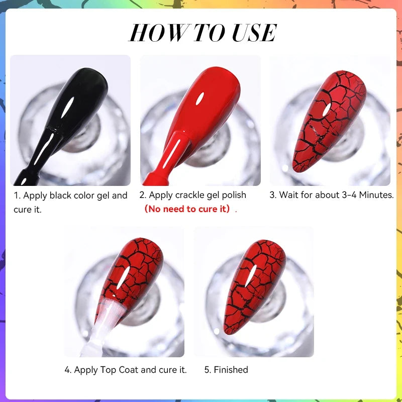 LILYCUTE neon crackle gel nail polish by Blushimmer, 7ml fluorescent UV gel for quick-drying semi-permanent nail art.