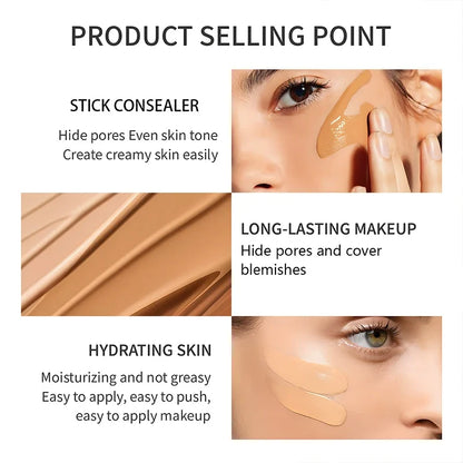 Blushimmer O'CHEAL temperature-changing foundation stick with double-headed design, matte finish, and facial coverage for blemishes and pores.